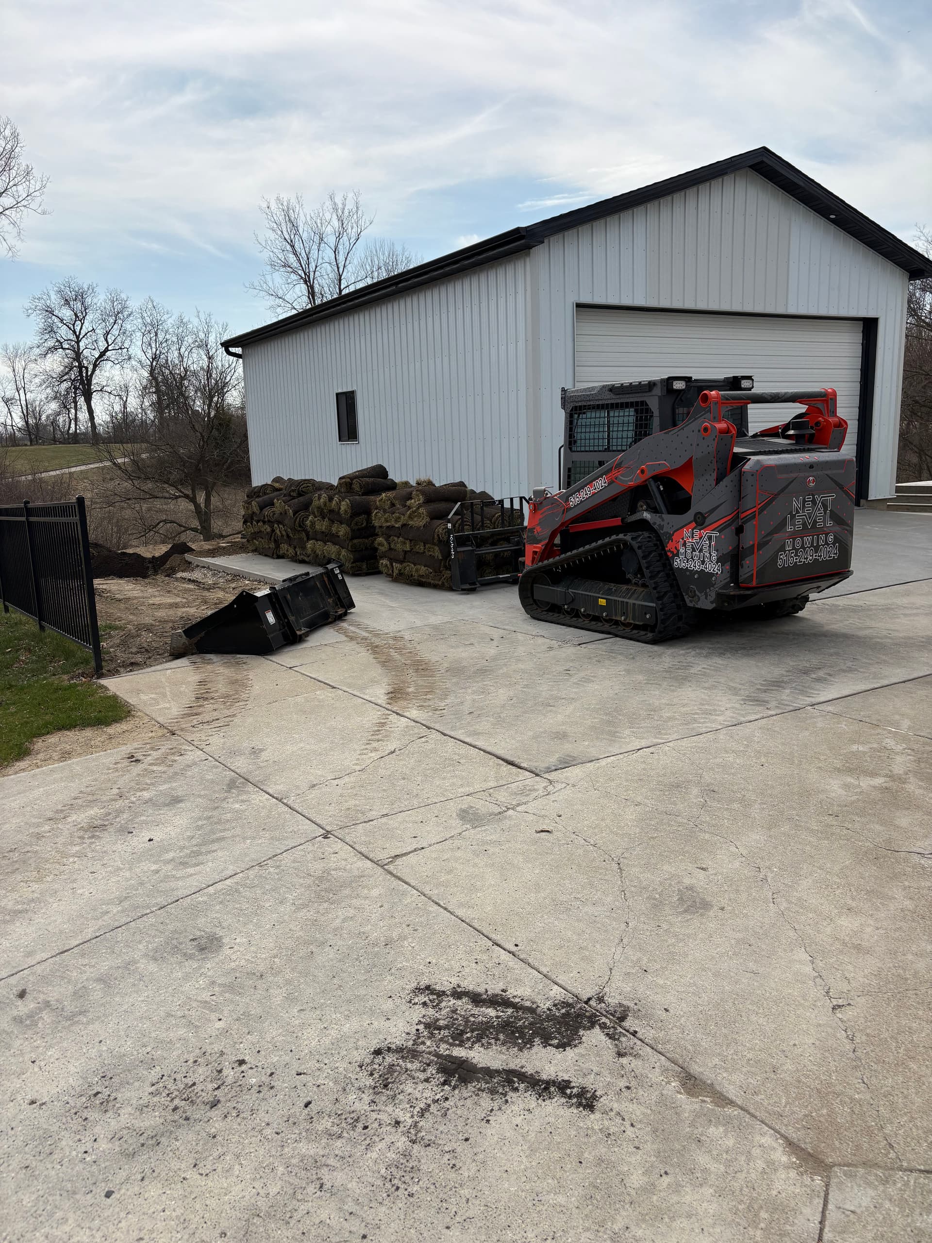Gallery photos for French Drain Install, Full Regrade and Sod Around New Garage in Ankeny: Image #3