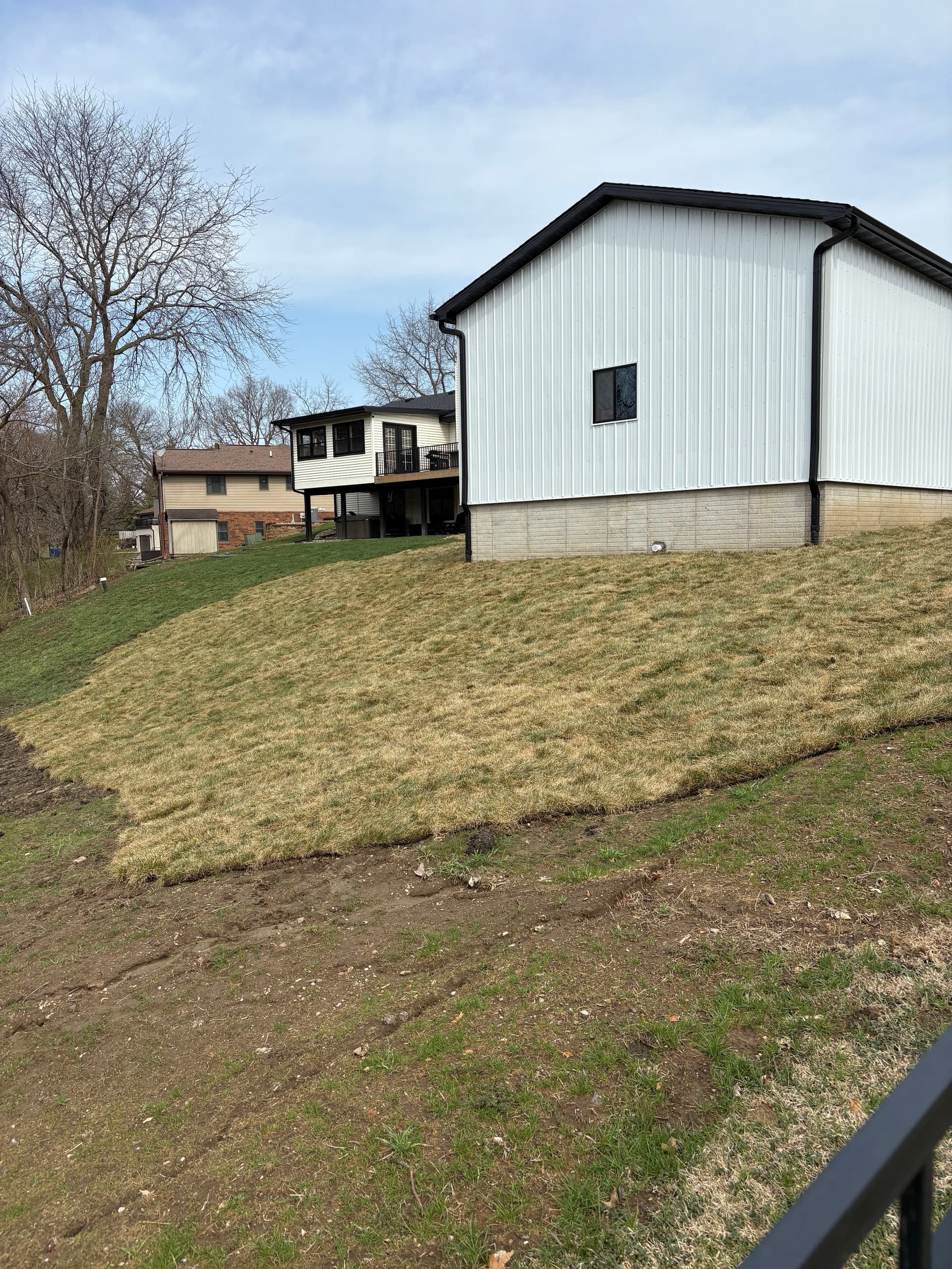 Gallery photos for French Drain Install, Full Regrade and Sod Around New Garage in Ankeny: Image #8