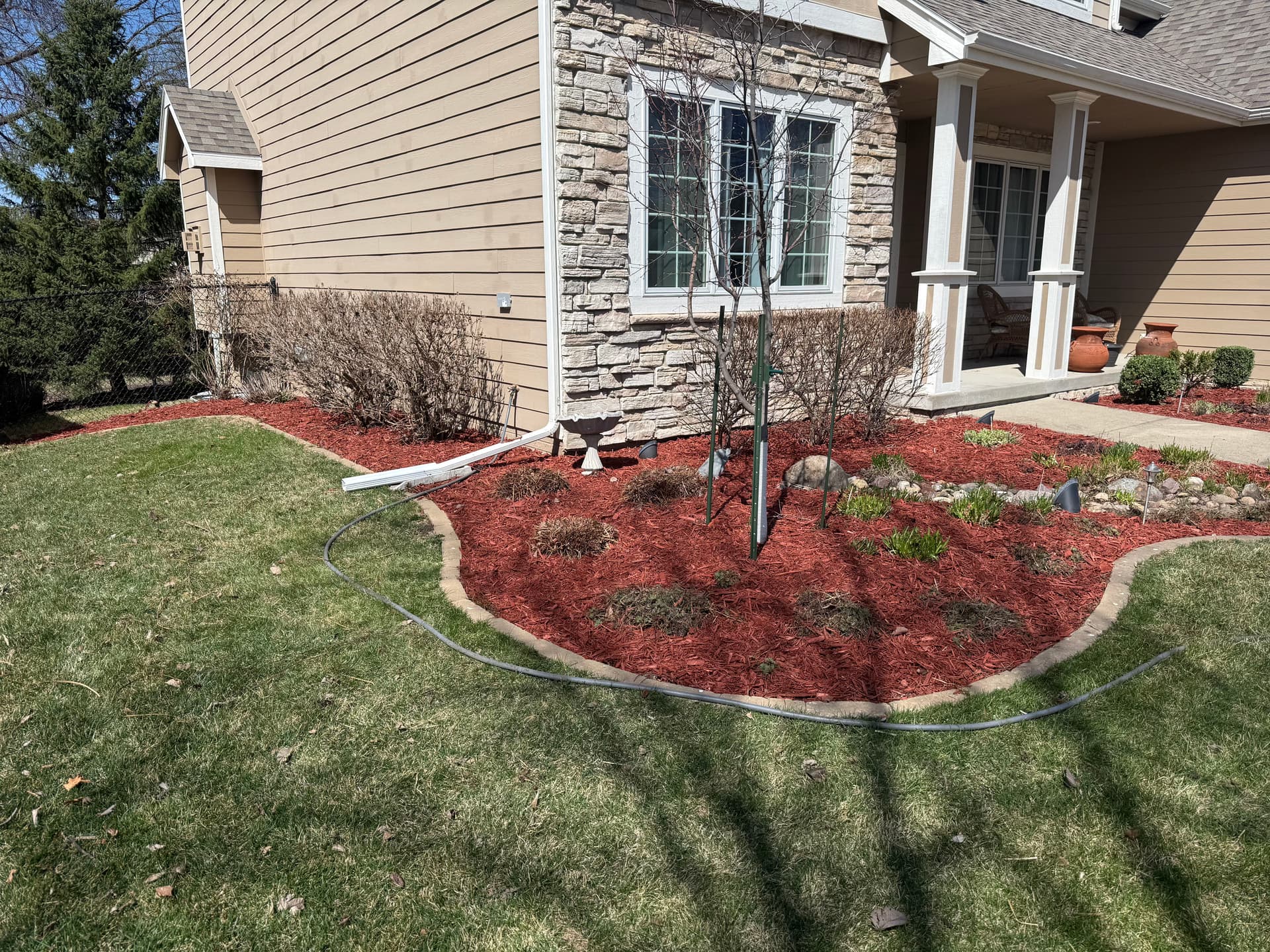Bed Cleanup and Fresh Red Mulch in Clive Iowa image