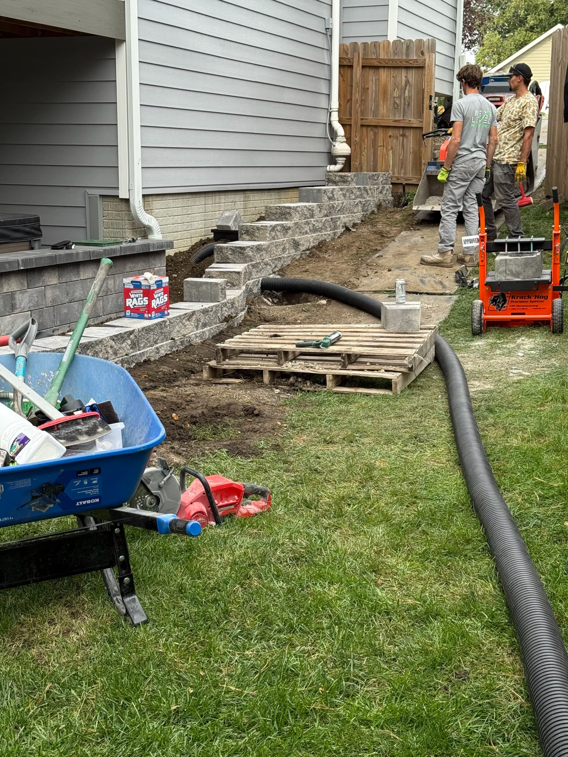 Gallery photos for French Drain Installation and Retaining Walls Fix a Serious Drainage Problem: Image #7