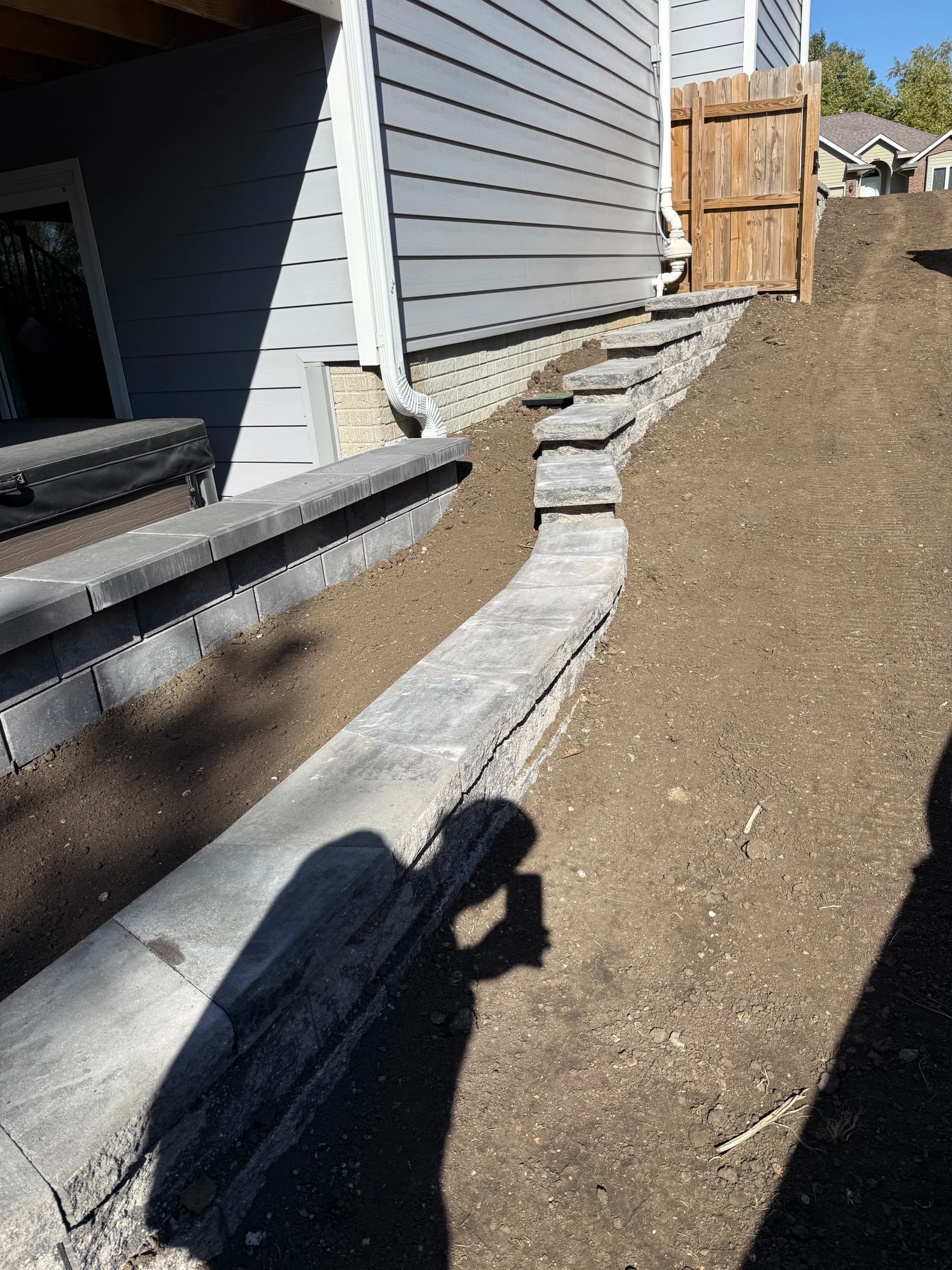 Gallery photos for French Drain Installation and Retaining Walls Fix a Serious Drainage Problem: Image #4