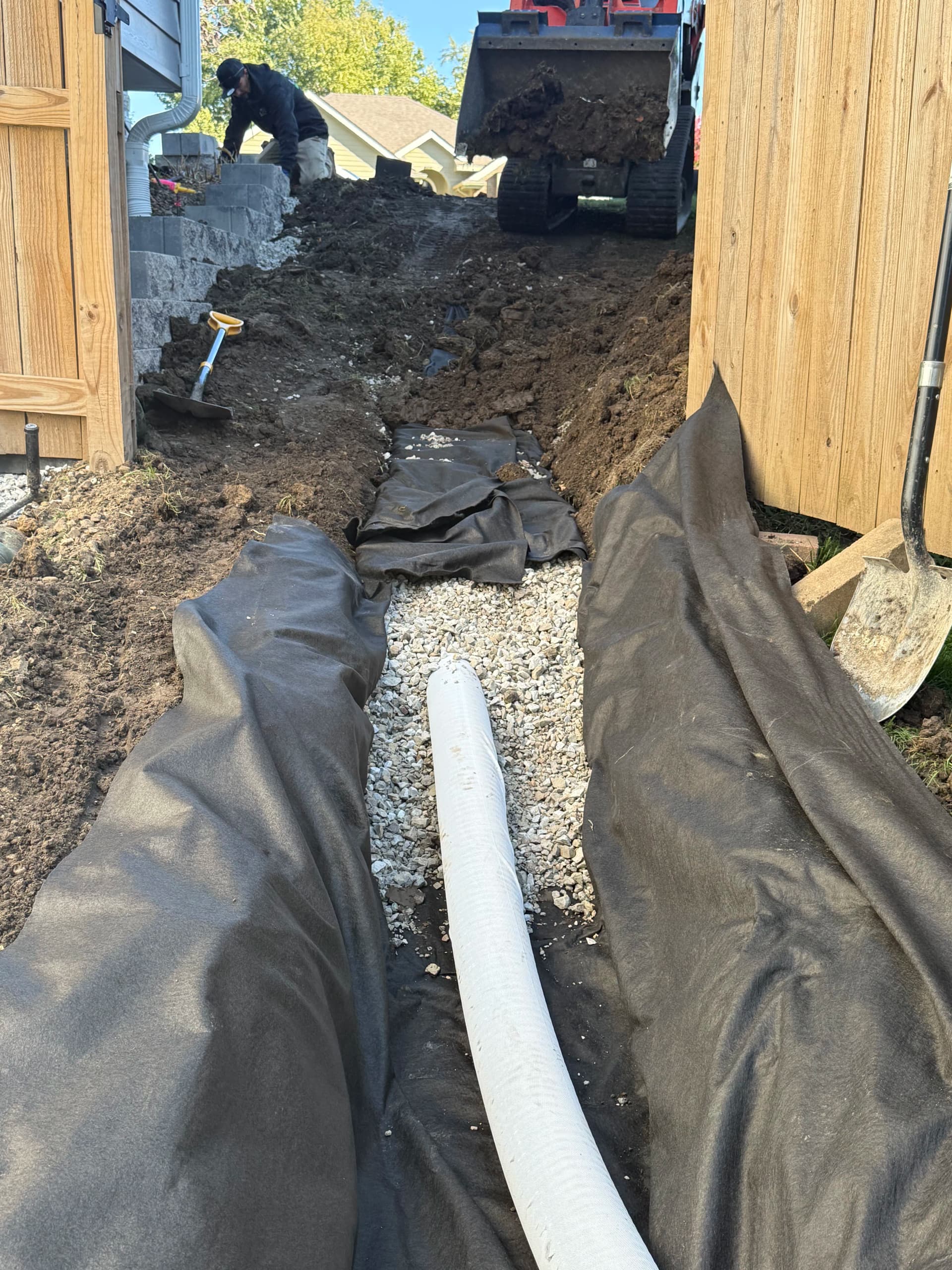 Gallery photos for French Drain Installation and Retaining Walls Fix a Serious Drainage Problem: Image #6